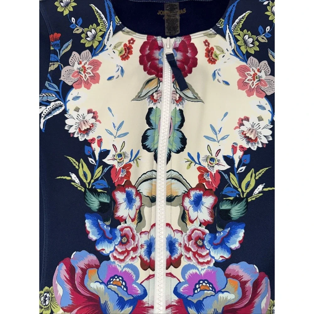 Johnny‎ Was One Piece Swimsuit SZ Large Neoprene Surf  Tropical Floral Wetsuit